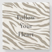 Crème Bruin Witte Zebra Print Stenen Onderzetter (Voorkant)