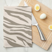 Crème Bruin Witte Zebra Print Theedoek (Quarter Fold)