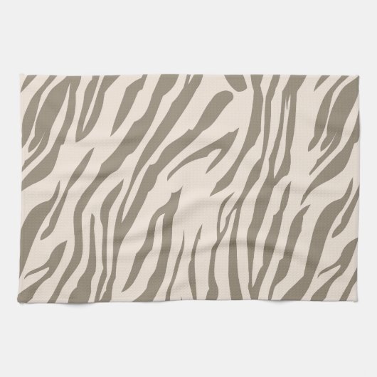 Crème Bruin Witte Zebra Print Theedoek (Horizontaal)