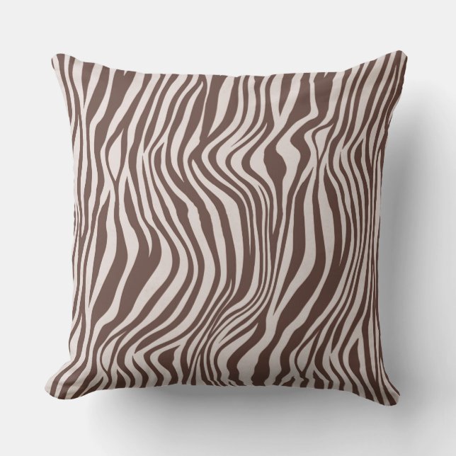 Crème Bruin Zebra Print Kussen (Voorkant)