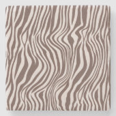 Crème Bruin Zebra Print Stenen Onderzetter (Voorkant)