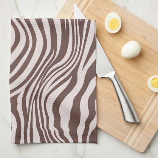 Crème Bruin Zebra Print Theedoek (Quarter Fold)