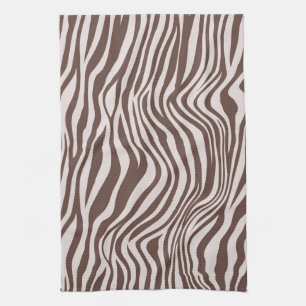 Crème Bruin Zebra Print Theedoek