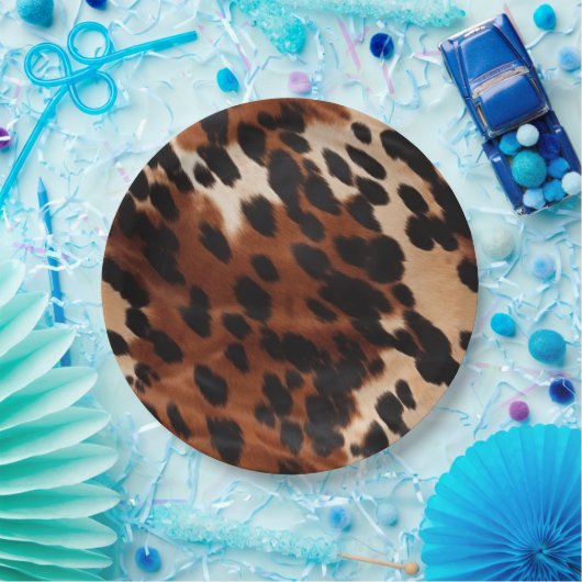 Crème bruin zwart Koeienhuid Papieren Bordje (Feest)