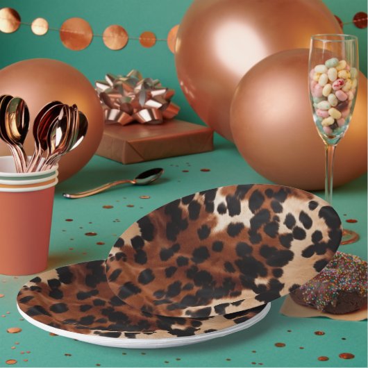 Crème bruin zwart Koeienhuid Papieren Bordje (Multi)