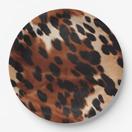 Crème bruin zwart Koeienhuid Papieren Bordje (Voorkant)