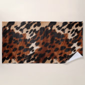 Crème bruin zwart Koeienhuid Strandlaken (Voorkant)