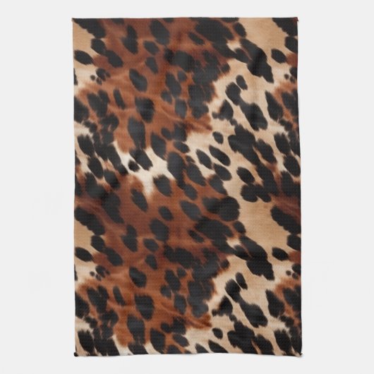 Crème bruin zwart Koeienhuid Theedoek (Verticaal)