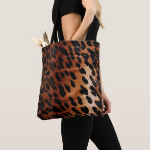 Crème bruin zwart Koeienhuid Tote Bag