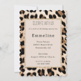 Crème Bruin Zwart Leopard Goud Glitter Kaart