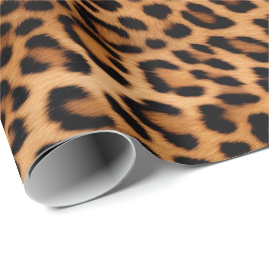 Crème Bruin Zwart Leopard Kat Cadeaupapier (Rol Hoek)