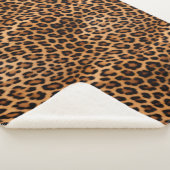 Crème Bruin Zwart Leopard Kat Sherpa Deken (3/4)