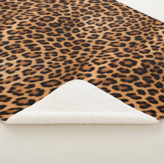 Crème Bruin Zwart Leopard Kat Sherpa Deken (3/4)