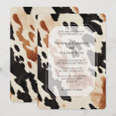 Crème Bruin Zwart Western Koeienhuid Bruiloft Kaart (Voorkant / Achterkant)