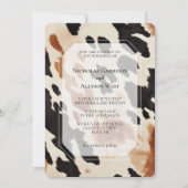 Crème Bruin Zwart Western Koeienhuid Bruiloft Kaart (Voorkant)