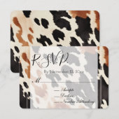 Crème Bruin Zwart Westerse Huwelijks RSVP Informatiekaartje (Voorkant / Achterkant)