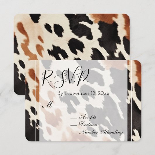 Crème Bruin Zwart Westerse Huwelijks RSVP Informatiekaartje (Voorkant / Achterkant)