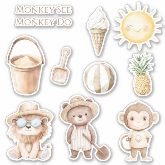 Crème Bruine Aap Ah Eff Copycat Sticker (Voorkant)