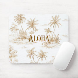 Crème Bruine Aloha Tropisch Eiland Palmbomen Muismat