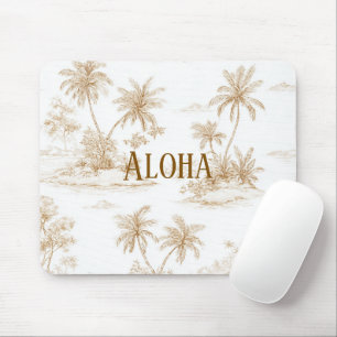 Crème Bruine Aloha Tropisch Eiland Palmbomen Muismat
