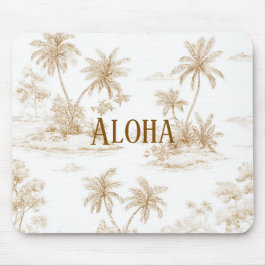 Crème Bruine Aloha Tropisch Eiland Palmbomen Muismat