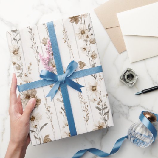 Crème Bruine Bloem Bruidsdouche Cadeaupapier (Geschenken)