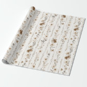 Crème Bruine Bloem Bruidsdouche Cadeaupapier (Uitgerold)