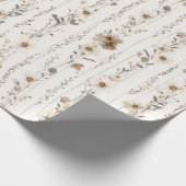 Crème Bruine Bloem Bruidsdouche Cadeaupapier (Hoek)