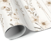 Crème Bruine Bloem Bruidsdouche Cadeaupapier (Rol Hoek)