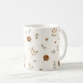 Crème Bruine Bloemen Koffiemok (Voorkant rechts)
