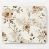 Crème Bruine Bloemen Muismat (Voorkant)
