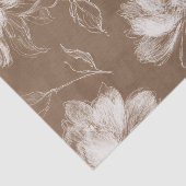 Crème Bruine Bloemige Bruidsuitnodiging Tissuepapier (Detail)