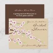 Crème / Bruine bloesem bruids douche uitnodiging (Voorkant / Achterkant)