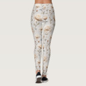 Crème Bruine Cacao Bloemen Leggings (Achterkant)