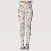 Crème Bruine Cacao Bloemen Leggings (Voorkant)