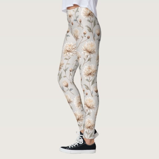 Crème Bruine Cacao Bloemen Leggings (Links)
