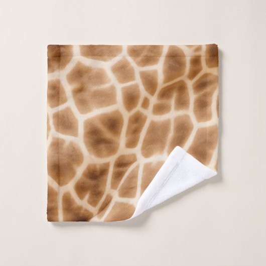 Crème Bruine Giraffe Dierenprint Bad Handdoek (Wasdoekje)