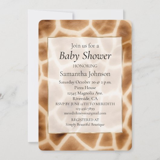 Crème Bruine Giraffe Dierenprint Kaart (Voorkant)