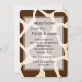 Crème Bruine Giraffe Print Baby shower Kaart (Achterkant)
