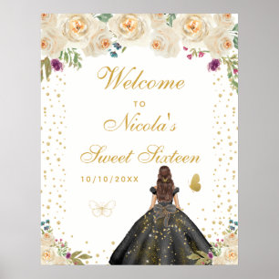 Crème Bruine Haar Meisje Sweet Sixteen Welkom Poster