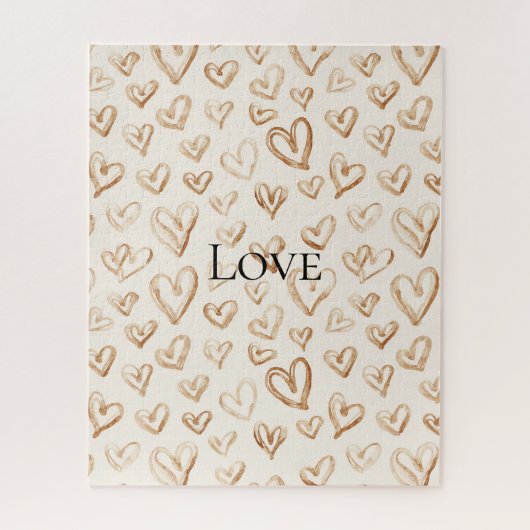 Crème Bruine Harten Valentijnsdag   Legpuzzel (Verticaal)