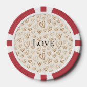 Crème Bruine Harten Valentijnsdag Liefde Poker Chips (Voorkant)