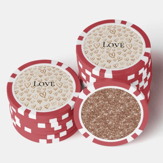 Crème Bruine Harten Valentijnsdag Liefde Poker Chips (Opstapeling)