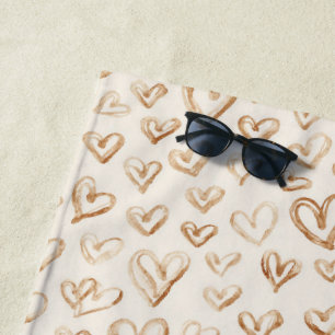 Crème Bruine Harten Valentijnsdag Liefde Strandlaken
