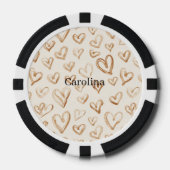 Crème Bruine Harten Valentijnsdag Poker Chips (Voorkant)