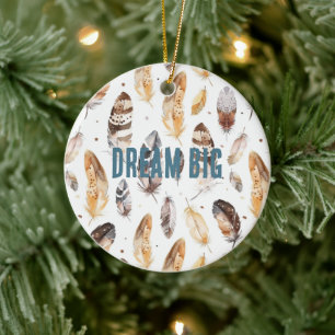 Crème Bruine Inheemse Stamveren Kerstmis Keramisch Ornament