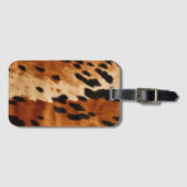 Crème Bruine Koeienhuid Dier Bagagelabel (Voorkant (horizontaal))