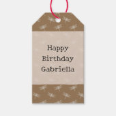 Crème bruine libellen cadeaulabel (Voorkant)