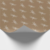 Crème bruine libellen cadeaupapier (Hoek)