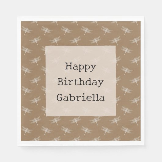 Crème bruine libellen servet (Voorkant)